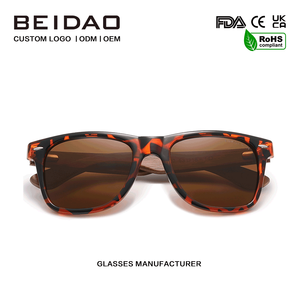 Sunglasses cló clasaiceach Walnut Frith-Frithchaiteacha Retro Liopard