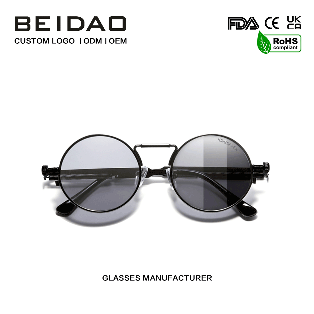 Dearthóir Dath a athrú Polarized Vintage Metal Sunglasses
