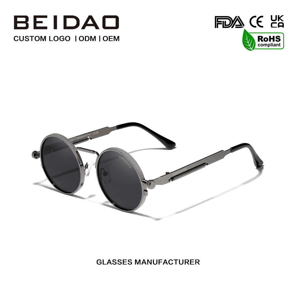 Cosaint Dearthóir UV400 Polaraithe Vintage Miotal Sunglasses