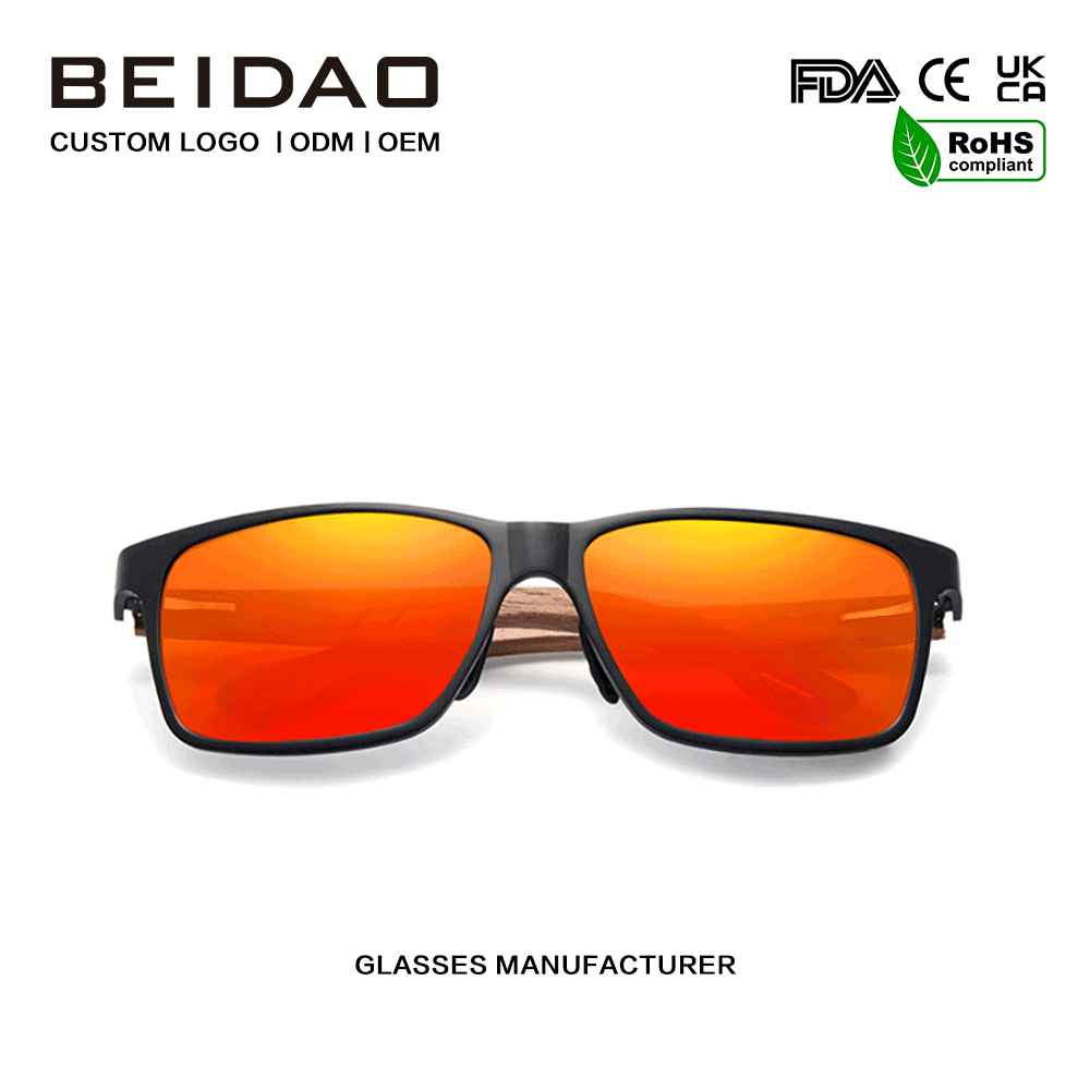 Dearthóir Sunglasses Frith-Raidíochta Polaraithe Lámhdhéanta Adhmaid