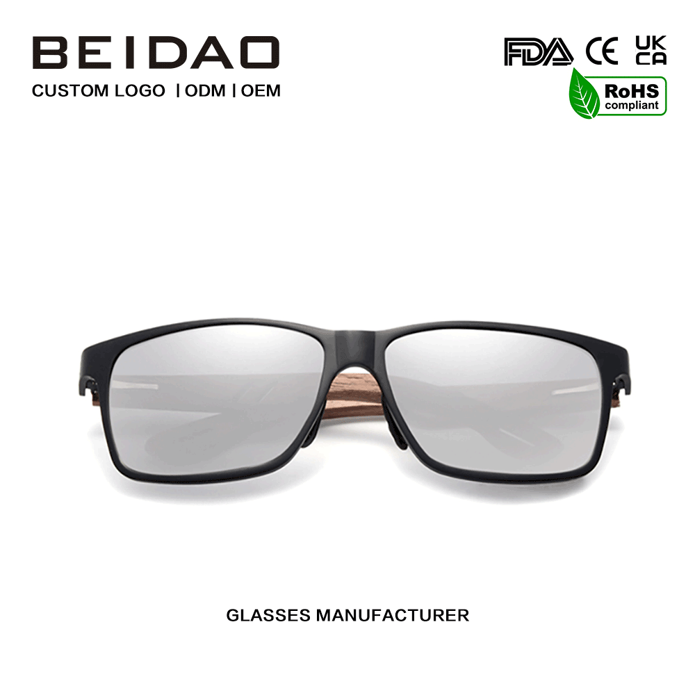 Dearthóir Sunglasses Polaraithe TR90 Lámhdhéanta Adhmaid