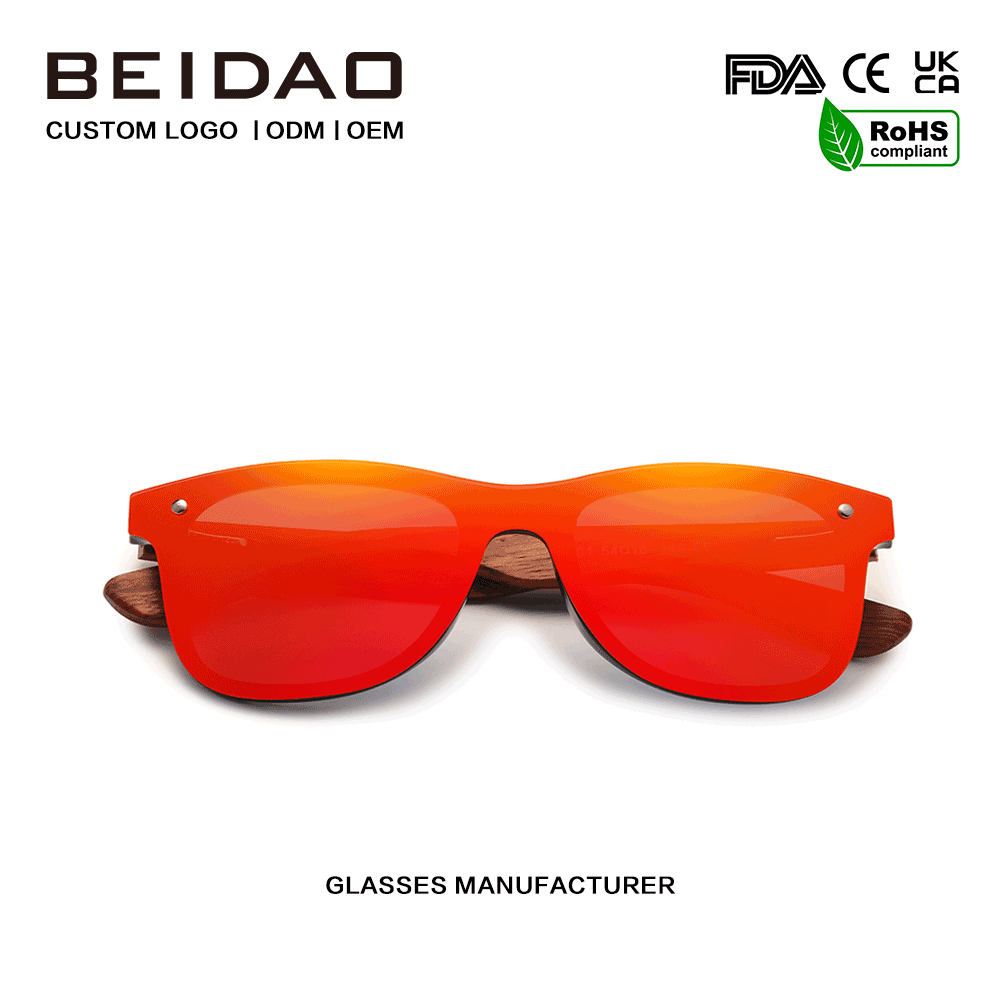 Le haghaidh Sunglasses Polaraithe Dearg Adhmaid Unisex Bunaidh Bubinga