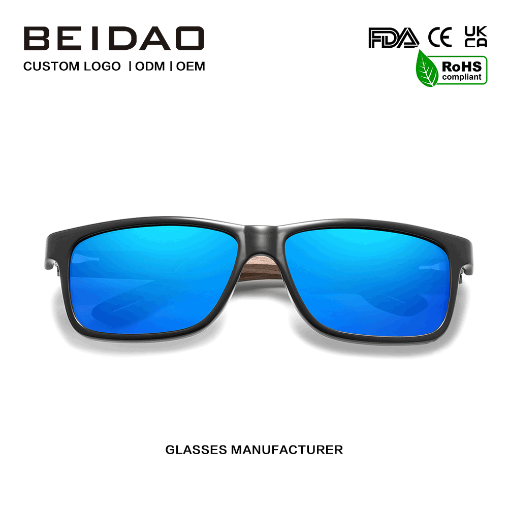 Le haghaidh Sunglasses Polaraithe Gorma Fráma Walnut Unisex