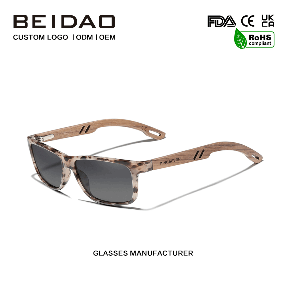Sunglasses Grádán Frith-Raidíochta Fráma Walnut Lámhdhéanta