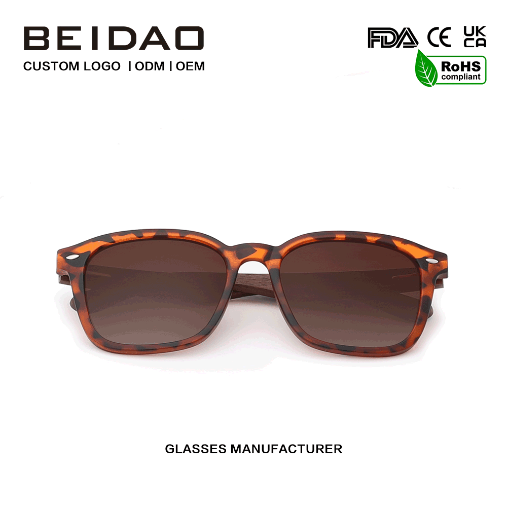 Sunglasses Polaraithe Fráma Adhmaid Wlanut Ardchaighdeáin TR90