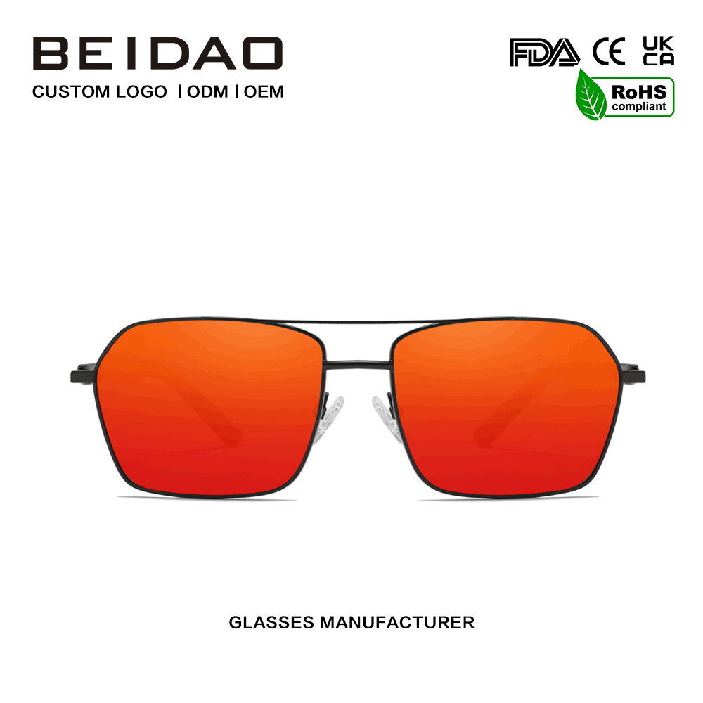 Nua-Aimseartha Retro Alúmanam Cóimhiotal Dearg UV400 Sunglasses Tiomána