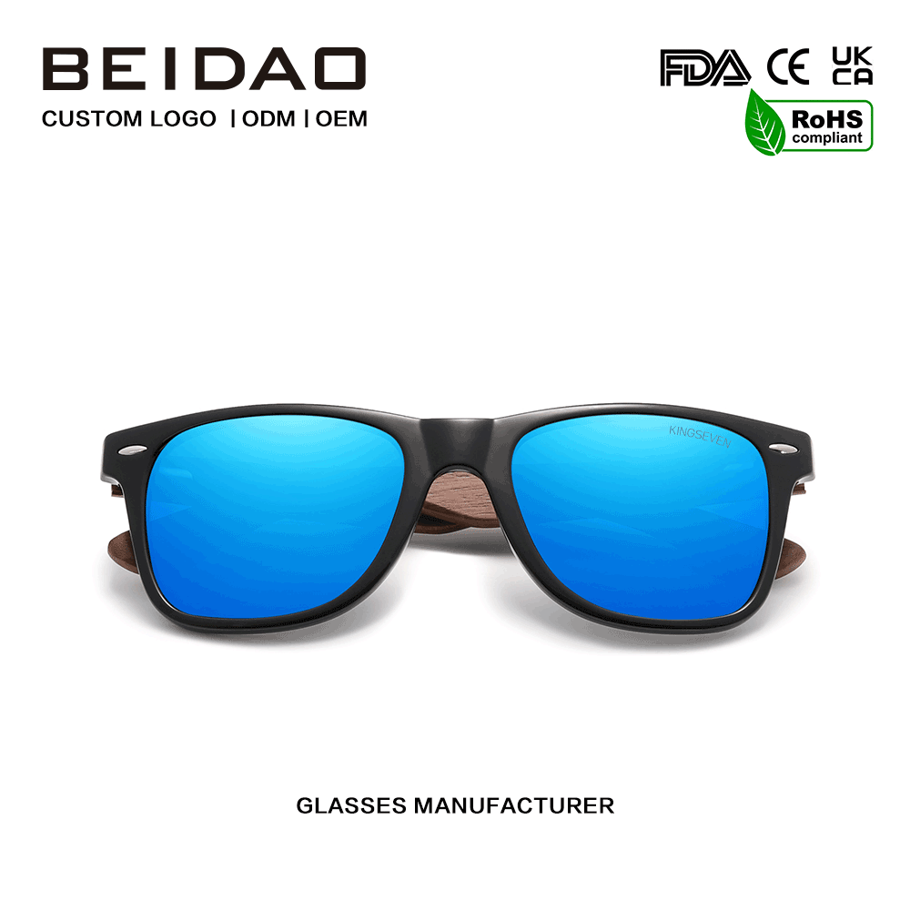 Sunglasses Lionsa Gorm Retro Frith-Frithchaiteacha Nua-Aimseartha Walnut