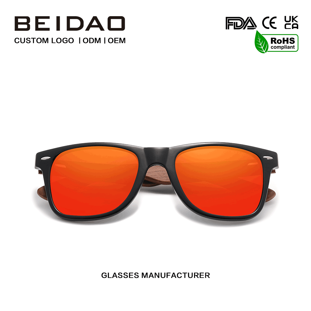 Sunglasses Lionsa Dearg Frith-Frithchaiteacha Walnut Nua-Aimseartha