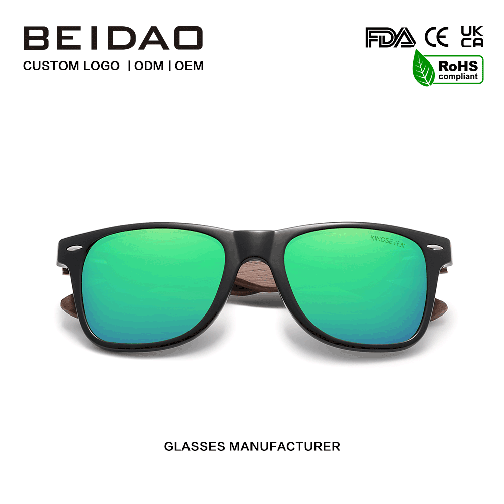 Sunglasses cosanta UV400 Polaraithe Nua-Aimseartha Walnut d'Fhir