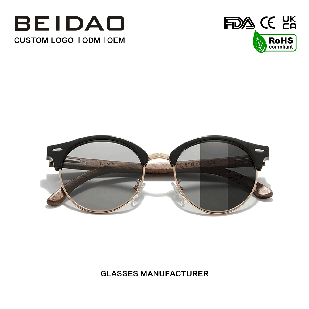 Nua-Aimseartha Walnut Adhmaid lionsaí Photochromic Sunglasses Tiomána
