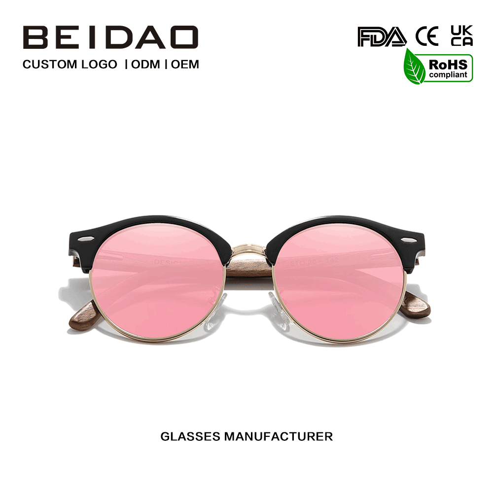 Nua-Aimseartha Walnut Wooden UV400 Cosaint Sunglasses Tiomána