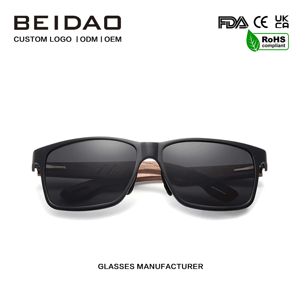Dearthóir Unisex Sunglasses Frith-Raidíochta Polaraithe Cearnóg Adhmaid
