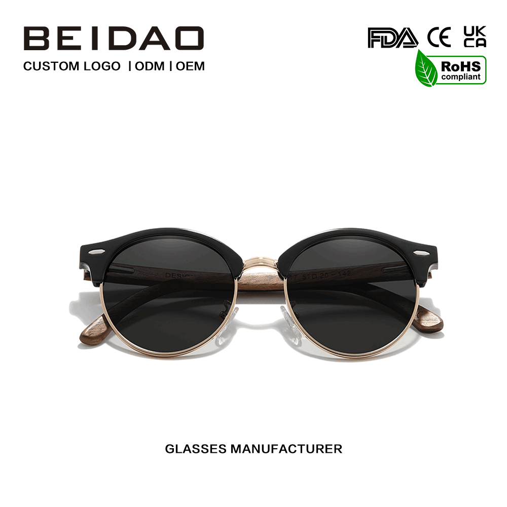 Sunglasses Polaraithe Babhta Adhmaid Walnut Leathcheann